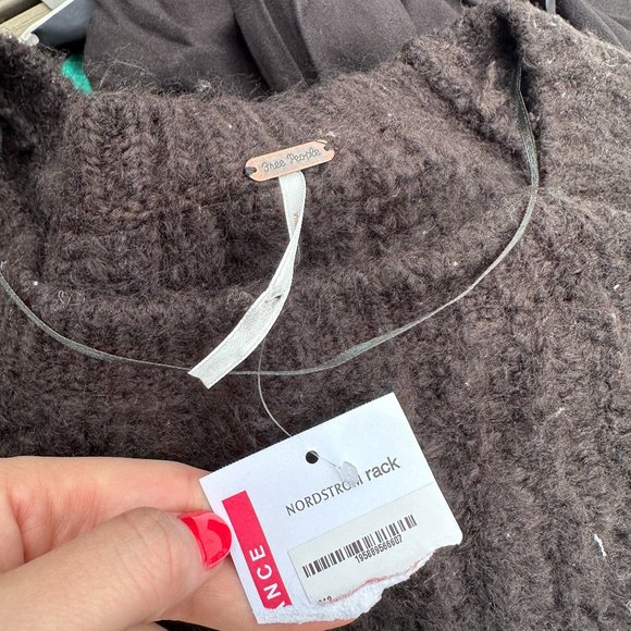 Free People Carter Pullover Knit Sweater Black Boatneck Raglan Long Sleeve Large - Picture 3 of 13